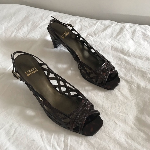 Stuart Weitzman Brown Tortoise slingback sandals - Picture 3 of 4